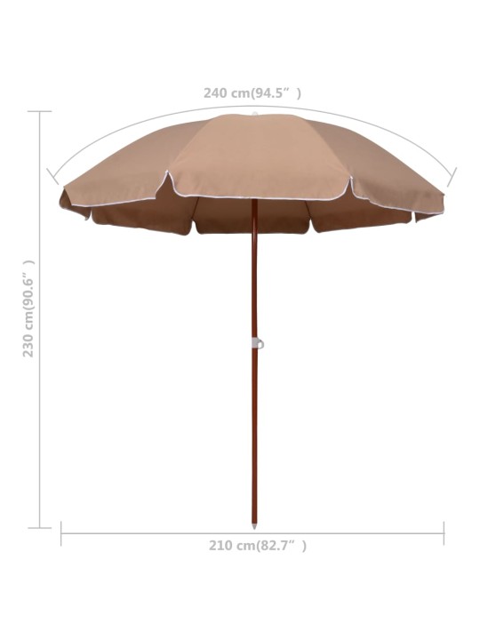 Skėtis nuo saulės su plieniniu stulpu, taupe spalvos, 240cm