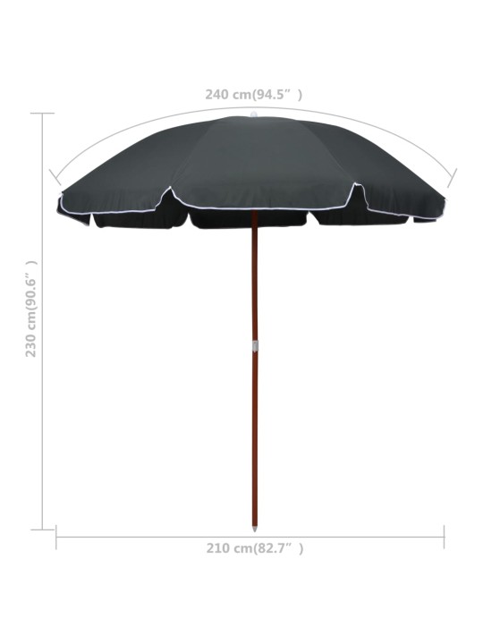 Skėtis nuo saulės su plieniniu stulpu, antracito, 240cm