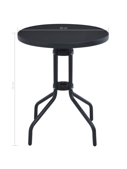 Sodo stalas, juodos spalvos, 60cm, plienas ir stiklas