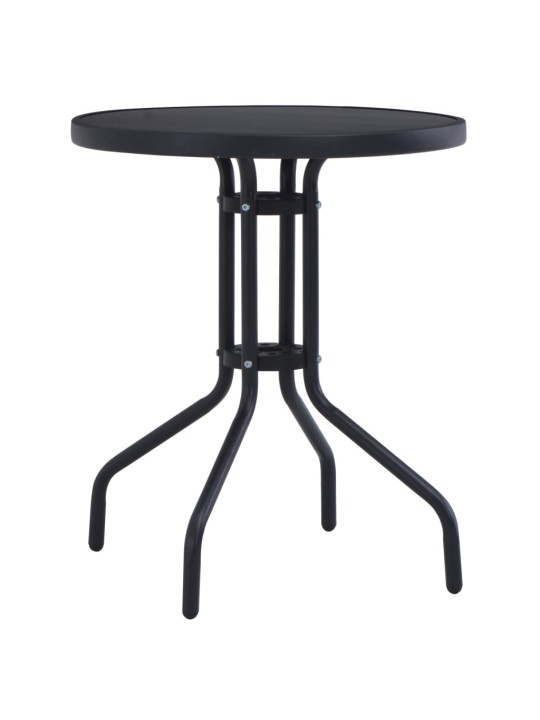 Sodo stalas, juodos spalvos, 80cm, plienas ir stiklas