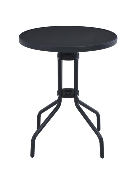 Sodo stalas, juodos spalvos, 80cm, plienas ir stiklas