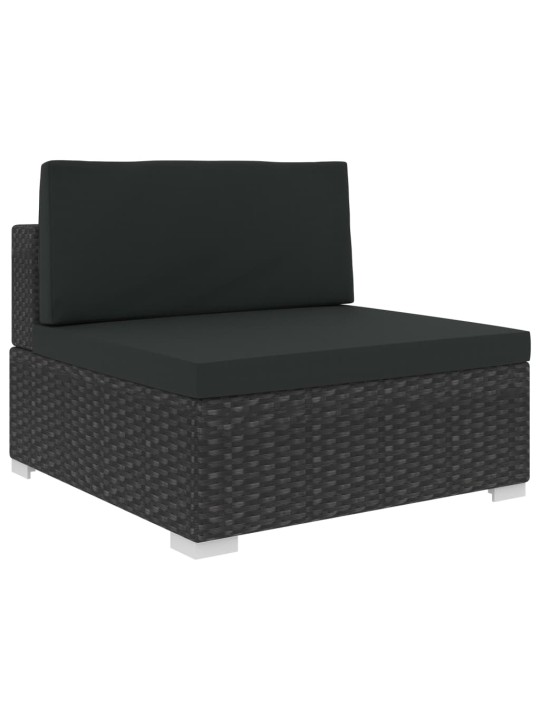 Poilsio komplektas su pagalvėlėmis, 7 dalių, juodas, ratanas