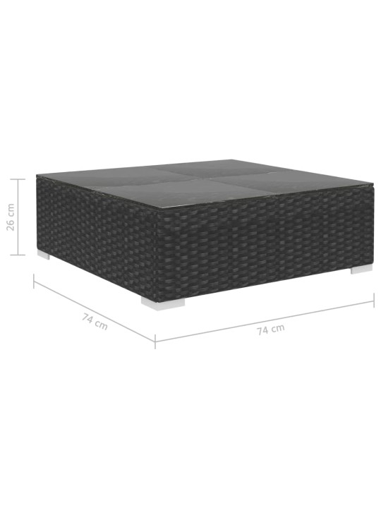 Poilsio komplektas su pagalvėlėmis, 7 dalių, juodas, ratanas