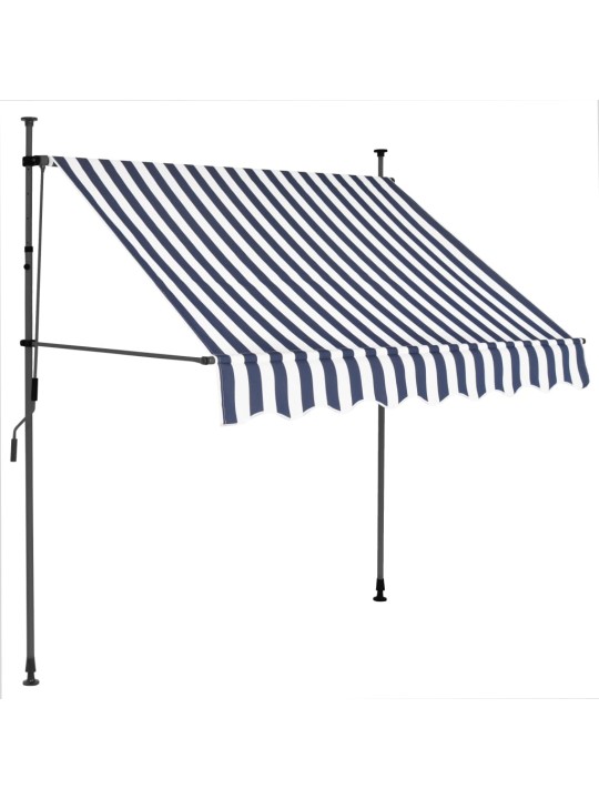 Rankinė ištraukiama markizė su LED, mėlyna ir balta, 100cm