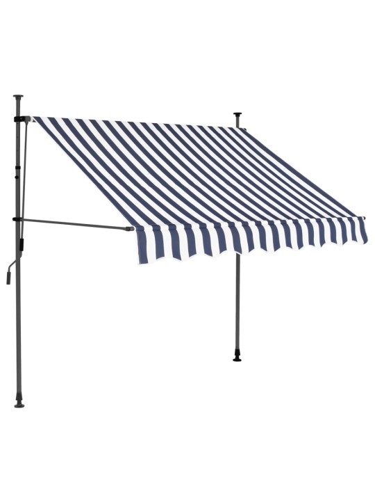 Rankinė ištraukiama markizė su LED, mėlyna ir balta, 150cm