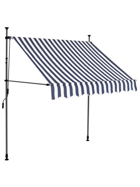Rankinė ištraukiama markizė su LED, mėlyna ir balta, 200cm