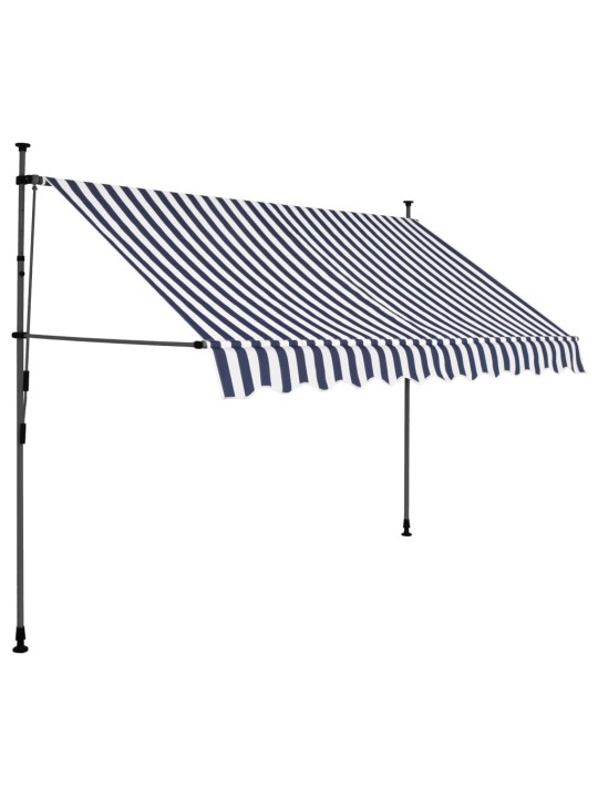 Rankinė ištraukiama markizė su LED, mėlyna ir balta, 250cm