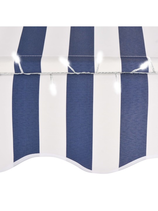 Rankinė ištraukiama markizė su LED, mėlyna ir balta, 250cm