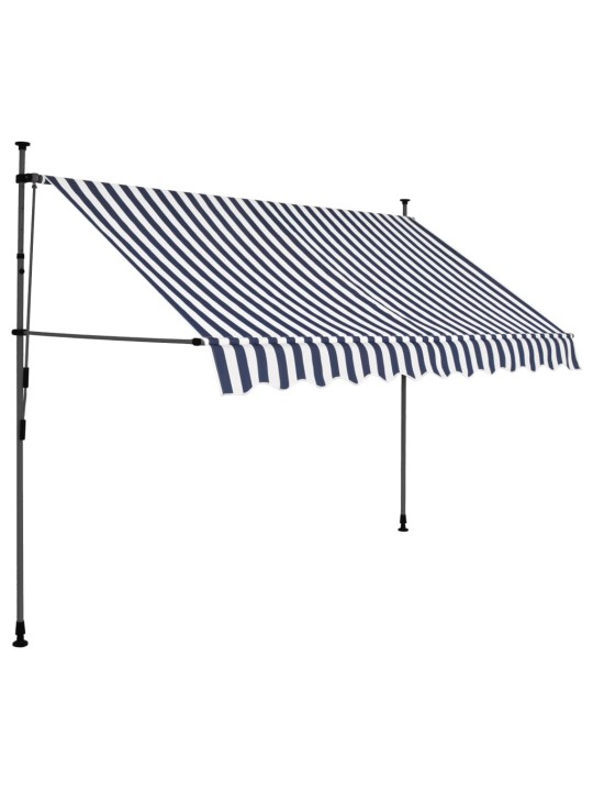 Rankinė ištraukiama markizė su LED, mėlyna ir balta, 300cm