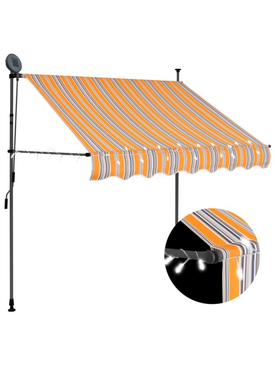 Rankinė ištraukiama markizė su LED, geltona ir mėlyna, 100cm