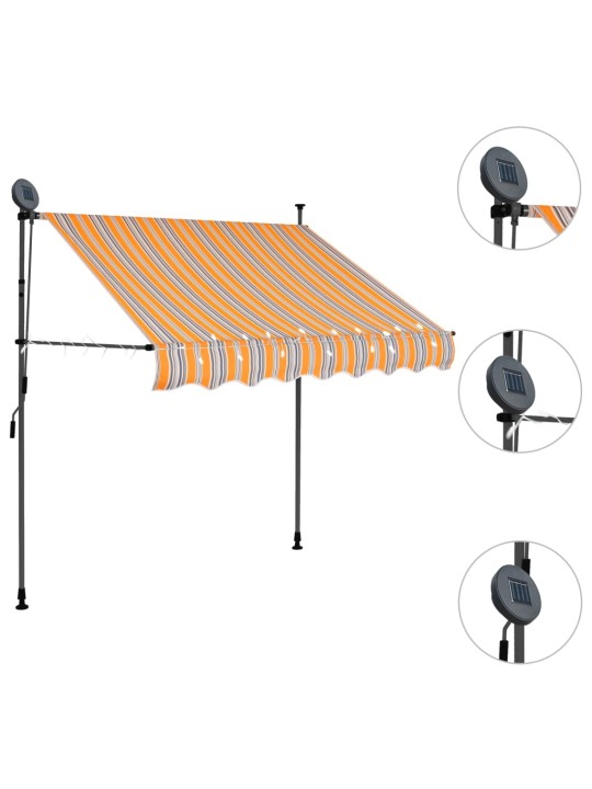 Rankinė ištraukiama markizė su LED, geltona ir mėlyna, 100cm