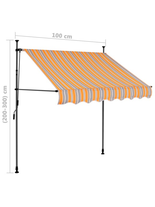 Rankinė ištraukiama markizė su LED, geltona ir mėlyna, 100cm