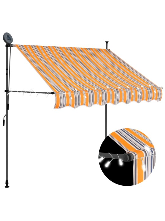 Rankinė ištraukiama markizė su LED, geltona ir mėlyna, 150cm