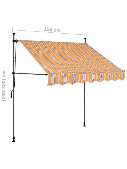 Rankinė ištraukiama markizė su LED, geltona ir mėlyna, 150cm
