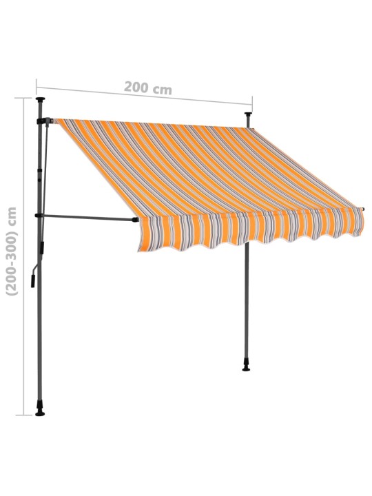 Rankinė ištraukiama markizė su LED, geltona ir mėlyna, 200cm