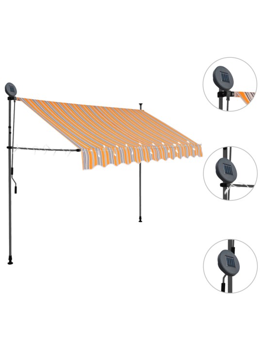 Rankinė ištraukiama markizė su LED, geltona ir mėlyna, 250cm