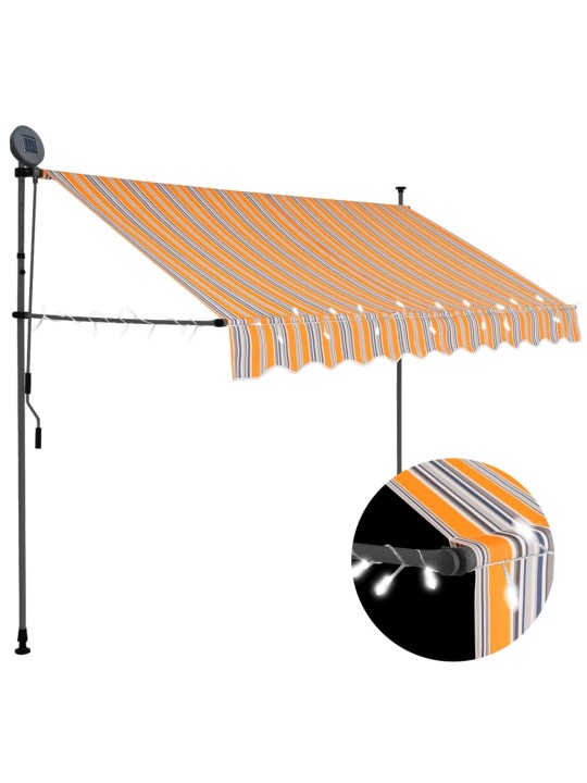 Rankinė ištraukiama markizė su LED, geltona ir mėlyna, 300cm