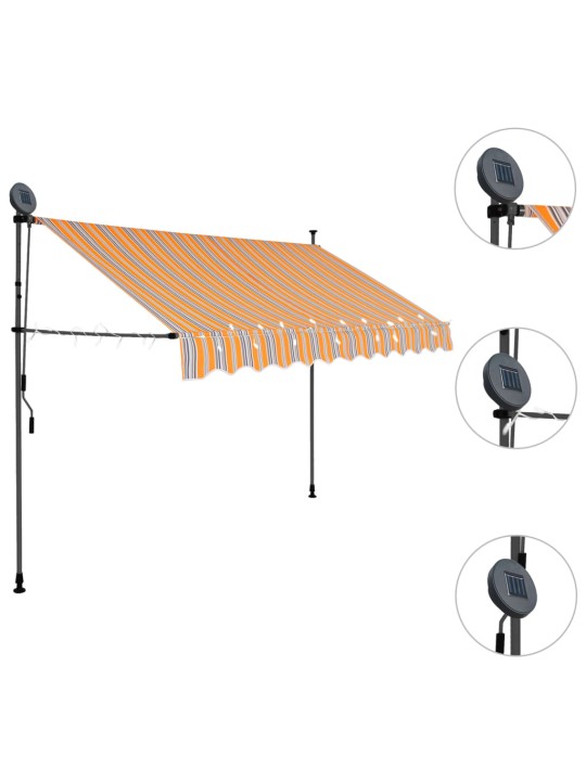 Rankinė ištraukiama markizė su LED, geltona ir mėlyna, 300cm