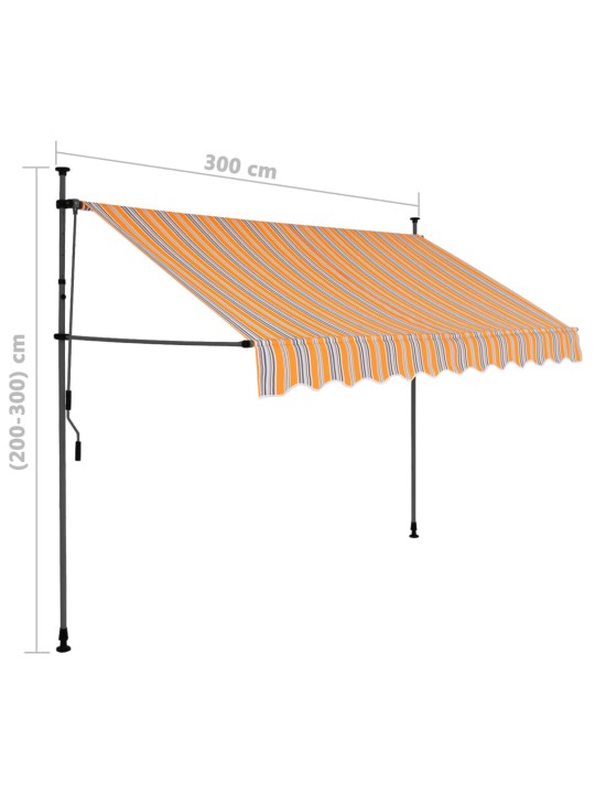 Rankinė ištraukiama markizė su LED, geltona ir mėlyna, 300cm
