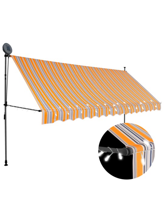 Rankinė ištraukiama markizė su LED, geltona ir mėlyna, 350cm