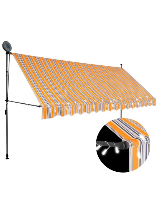 Rankinė ištraukiama markizė su LED, geltona ir mėlyna, 400cm