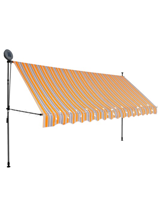 Rankinė ištraukiama markizė su LED, geltona ir mėlyna, 400cm