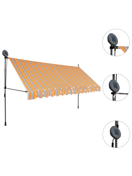 Rankinė ištraukiama markizė su LED, geltona ir mėlyna, 400cm