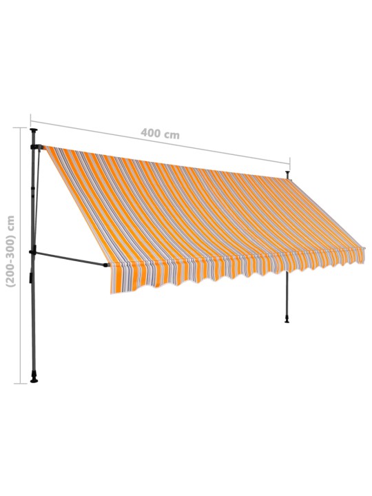 Rankinė ištraukiama markizė su LED, geltona ir mėlyna, 400cm