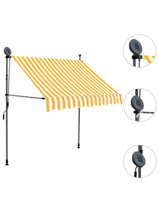 Rankinė ištraukiama markizė su LED, balta ir oranžinė, 100cm