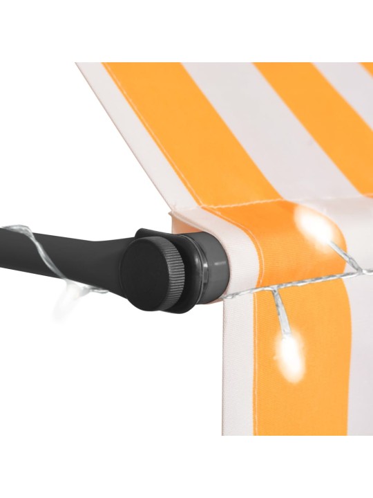 Rankinė ištraukiama markizė su LED, balta ir oranžinė, 100cm
