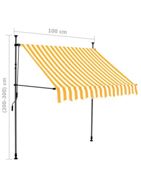 Rankinė ištraukiama markizė su LED, balta ir oranžinė, 100cm
