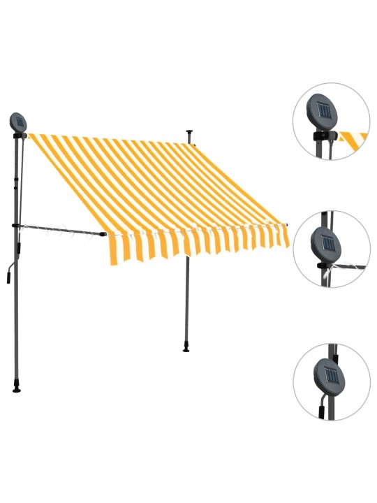 Rankinė ištraukiama markizė su LED, balta ir oranžinė, 150cm