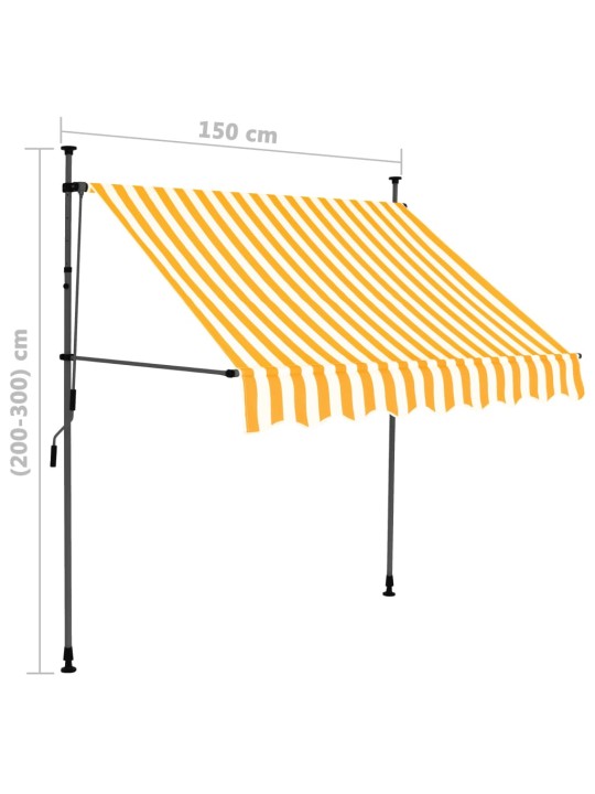 Rankinė ištraukiama markizė su LED, balta ir oranžinė, 150cm