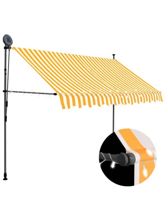 Rankinė ištraukiama markizė su LED, balta ir oranžinė, 250cm