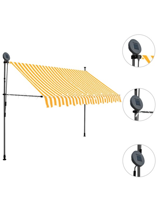 Rankinė ištraukiama markizė su LED, balta ir oranžinė, 250cm