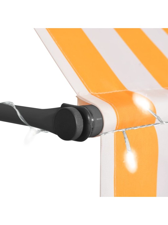 Rankinė ištraukiama markizė su LED, balta ir oranžinė, 250cm