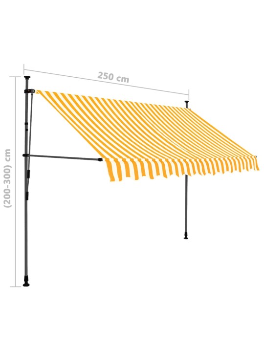 Rankinė ištraukiama markizė su LED, balta ir oranžinė, 250cm