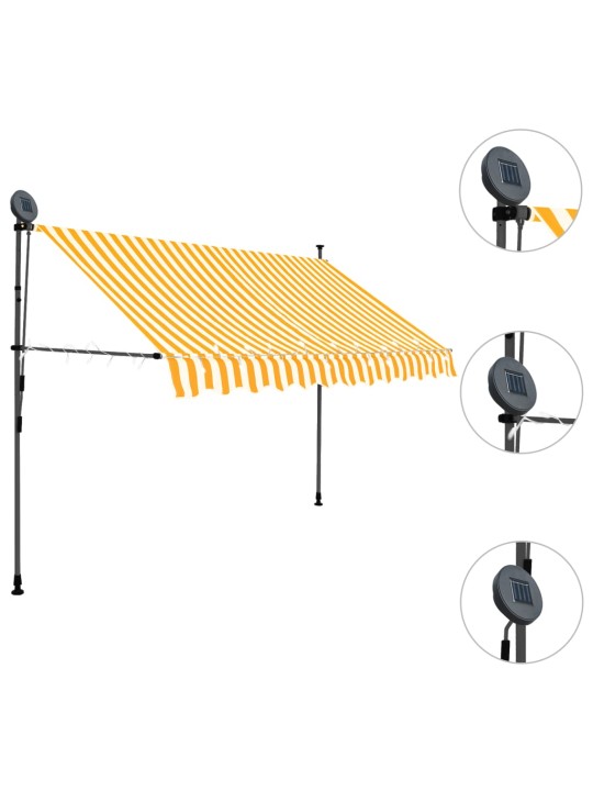 Rankinė ištraukiama markizė su LED, balta ir oranžinė, 300cm