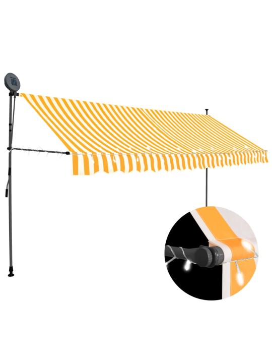 Rankinė ištraukiama markizė su LED, balta ir oranžinė, 350cm