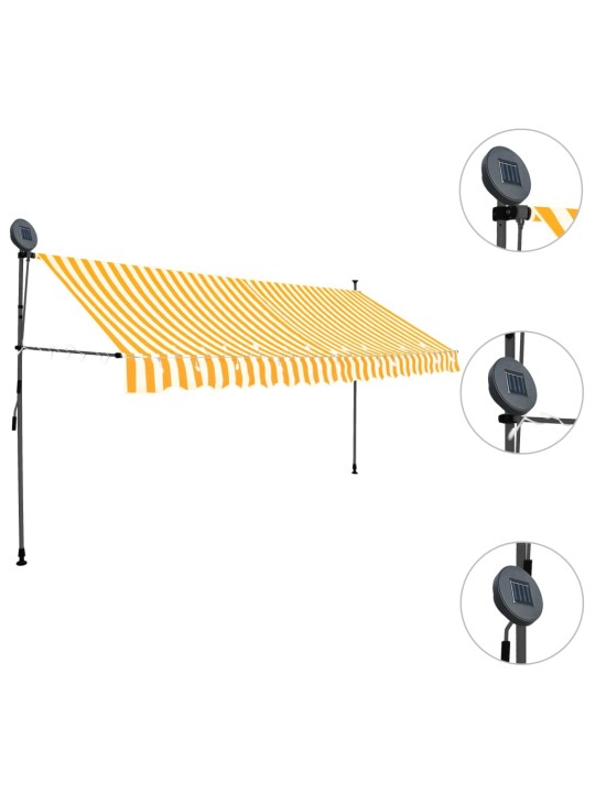 Rankinė ištraukiama markizė su LED, balta ir oranžinė, 350cm