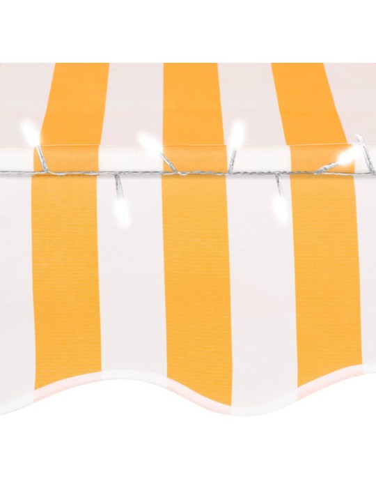 Rankinė ištraukiama markizė su LED, balta ir oranžinė, 350cm