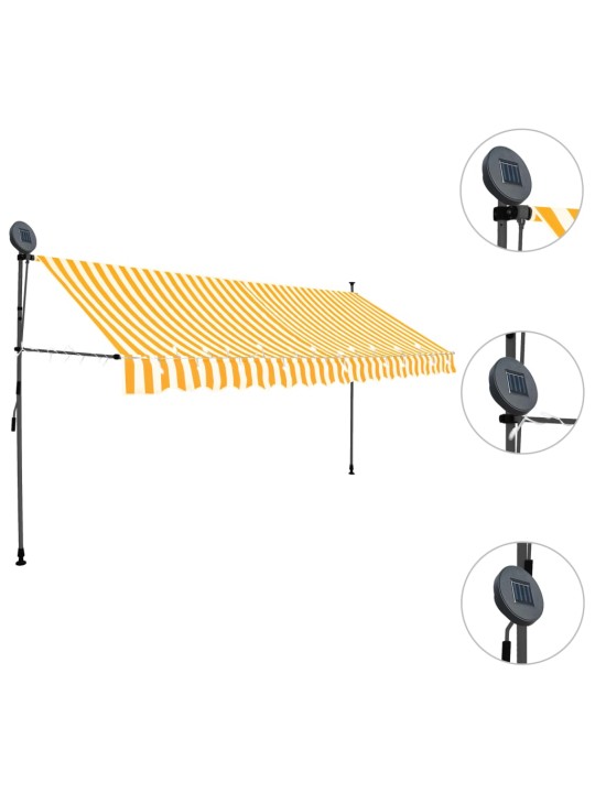 Rankinė ištraukiama markizė su LED, balta ir oranžinė, 400cm