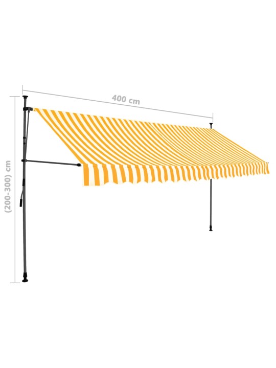 Rankinė ištraukiama markizė su LED, balta ir oranžinė, 400cm