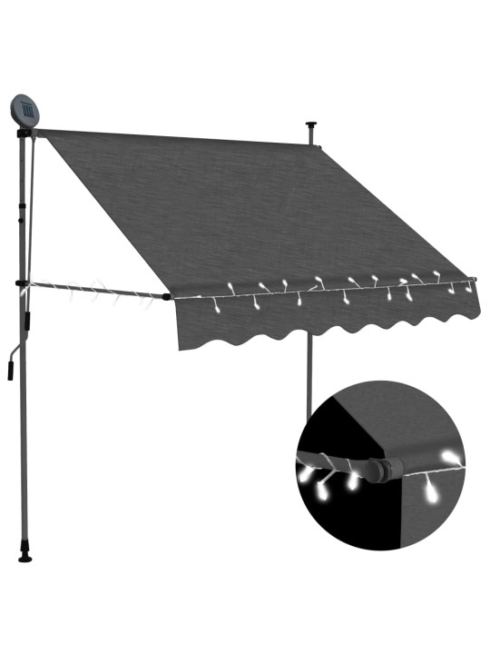Rankiniu būdu ištraukiama markizė su LED, antracito, 100cm