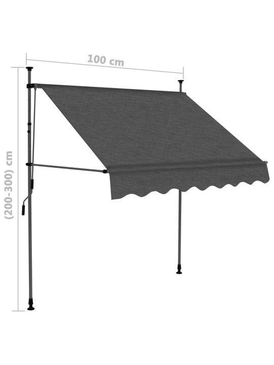 Rankiniu būdu ištraukiama markizė su LED, antracito, 100cm