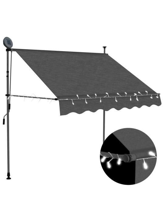 Rankiniu būdu ištraukiama markizė su LED, antracito, 150cm