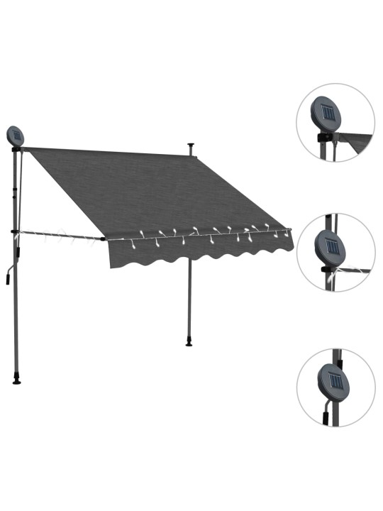 Rankiniu būdu ištraukiama markizė su LED, antracito, 150cm