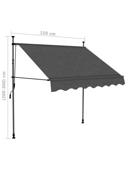Rankiniu būdu ištraukiama markizė su LED, antracito, 150cm