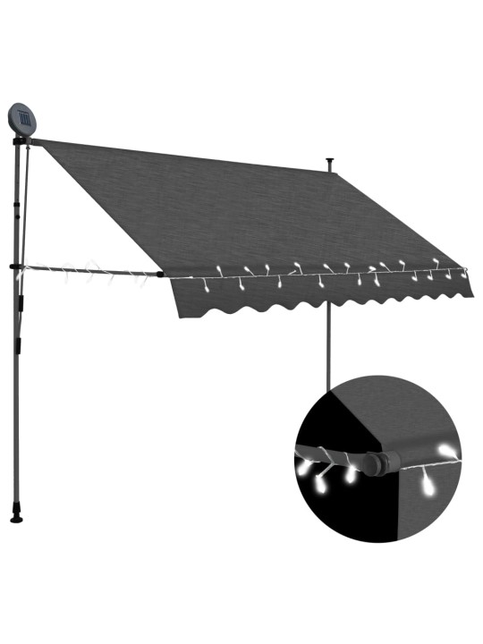 Rankiniu būdu ištraukiama markizė su LED, antracito, 250cm