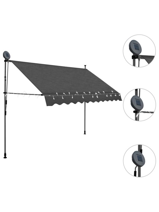 Rankiniu būdu ištraukiama markizė su LED, antracito, 250cm